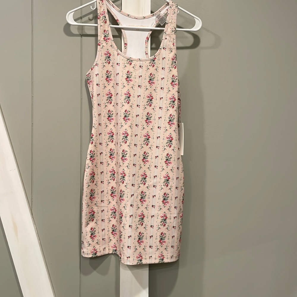 LoveShackFancy Floral Pink and Cream Dress